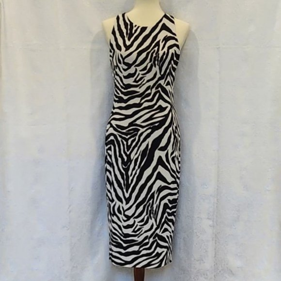 White House Black Market Sleeveless Zebra Print Dress NWOT - Picture 2 of 14